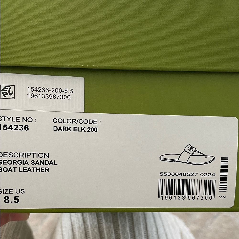 Tory Burch Taupe Georgia Slide Sandals with Gold Emblem - Picture 10 of 11